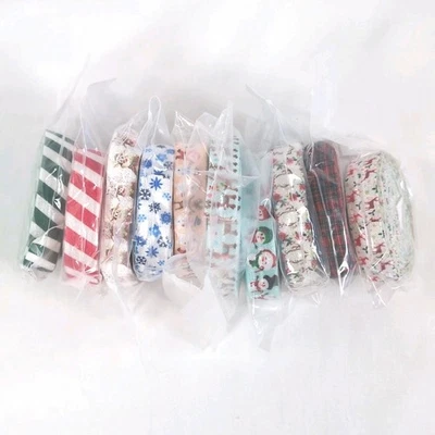 Lot of 10 Rolls of Christmas Elastic Ribbon New 5/8" Wide Holiday Crafts Lot6 - Image 1 of 4