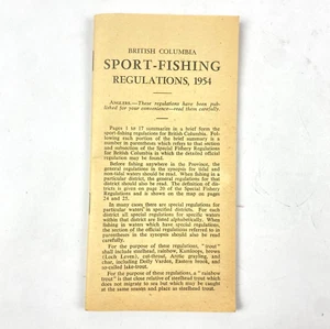 1954 Sport Fishing Regulations Booklet British Columbia Victoria Anglers Vintage - Picture 1 of 7