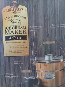 UNCLE BUCK'S OLD FASHIONED ICE 4-QUART ICE CREAM MAKER: NEW - Picture 1 of 10
