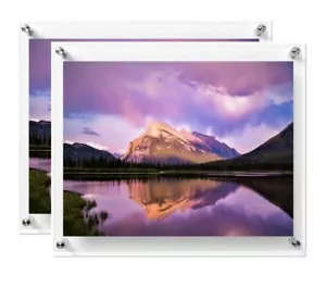 2 Pack Clear Acrylic Wall Mount Floating Frameless Picture Frames: (16 Sizes) - Picture 1 of 120