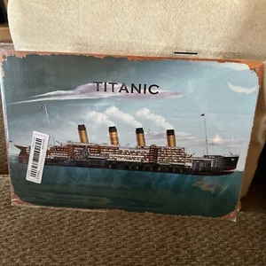 Titanic Ship Sailing The Open Seas Metal Plaque - Picture 1 of 7