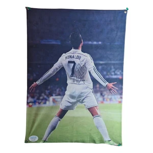 Cristiano Ronaldo Real Madrid Flag Hand Signed with COA Free shipping worldwide - Picture 1 of 21