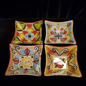 Vintage Primo Set Of 4 Dipping/Nuts/Dumplings Plates. Floral Modern Design  - Picture 1 of 6