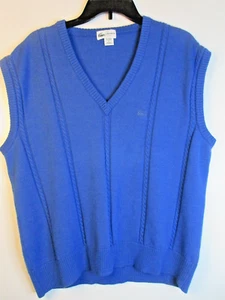 Lacoste Izod HERREN WESTE LARGE BLAU ZOPFMUSTER BAUMWOLLMISCHUNG VINTAGE ALLIGATOR LOGO - Bild 1 von 6