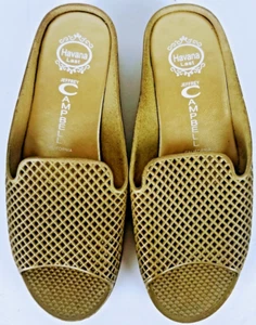 Jeffrey Campbell Gold Wedge Sandals Slides Size 38 / 7 US Havana Last - Picture 1 of 8