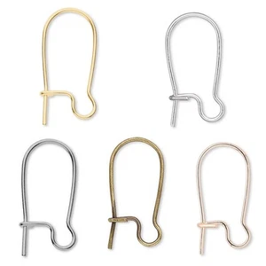 Lot of 100 Plated Brass Plain Kidney Shaped Earring Findings For Making Jewelry - Picture 1 of 6