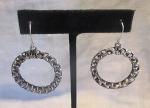 925 Silver (Sterling) Earrings Circles Openwork Vintage Contemporary Wires - Picture 1 of 7