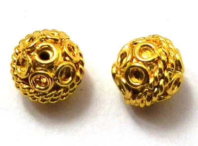 10 piezas cuentas Bali de 10 mm enchapadas en oro de 18 k cuentas para hacer joyas mu-83 Foto 1 de 3