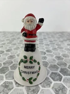 Campana de cerámica vintage 1986 "Santa's Back" Navidad alrededor del mundo con etiqueta - Imagen 1 de 7