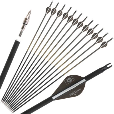 30" Pure Carbon Arrow SP350-600 Archery Recurve Bow Compoundbow Shooting Hunting - Image 1 of 4