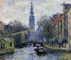 Oil painting impression landscape cityscape art Canal-in-Amsterdam-Claude-Monet