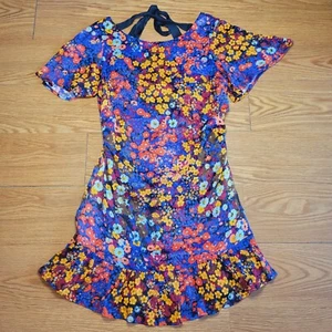 NWT Anthropologie Women's Ruffled Satin Floral Mini Dress Size 4 Z316-64 - Picture 1 of 19