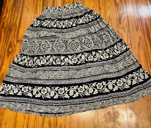 Falda arrugada Stonebridge para mujer talla S negra beige festival boho hippie vintage - Imagen 1 de 9