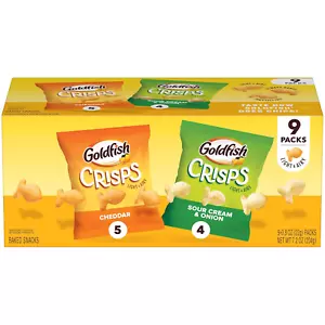 Goldfish Crisps Baked Chip Crackers Variety Pack, 0.8 Oz Snack Packs, 9 Pk - Picture 1 of 12