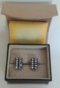 Vintage Navy Blue Silver Tone Symbols Unisex Cufflinks by Cufflinks, Inc. New - Picture 1 of 11