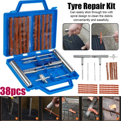 38pcs Tire Mending Car Motorbike Kit Heavy Duty Tyre Puncture Plugs Repair Tool - Image 1 of 4