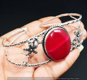 Simulated Ruby Gemstone Ethnic Handmade Adjustable Bangle Jewelry 22GM GBN-11114 - Picture 1 of 1