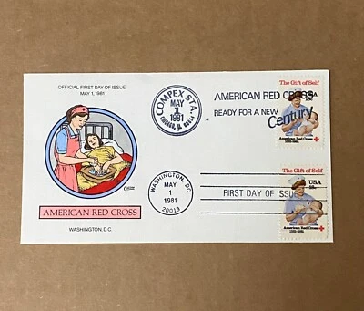 US FDC Collins Hand-Painted #1910 American Red Cross 1981 - Image 1 of 3