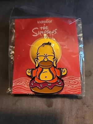 The Simpsons Homer on Donut Buddha Kidrobot Enamel Pin NIP - Image 1 of 2