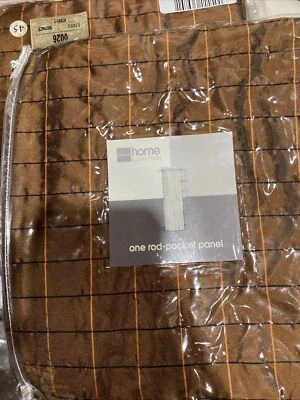 Rod Pocket Curtain Panel 53 X 95 Bronze Windowpane Design Reduced 2 packages - Image 1 of 2