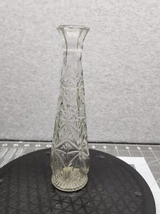 2 Vintage Depression Glass Vintage Clear Starbust Vase 9" - Picture 1 of 3