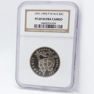 1991-1995 P WWII Commemorative 50C Proof Half Dollar Coin NGC PF 69 Ultra Cameo - Picture 1 of 6
