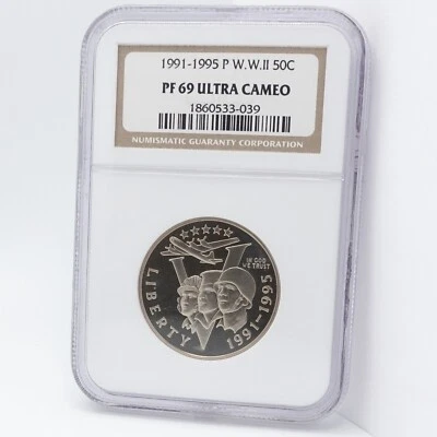 1991-1995 P WWII Commemorative 50C Proof Half Dollar Coin NGC PF 69 Ultra Cameo - Image 1 of 4