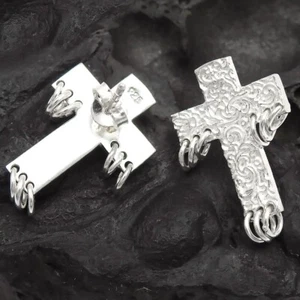 Valentine Gift Cross Earrings Solid 925 Sterling Silver Handmade Jewelry For Her - Picture 1 of 5