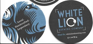 WHITE LION BEER,BREWERY 2 SIDED 4" BEER COASTER - Picture 1 of 1