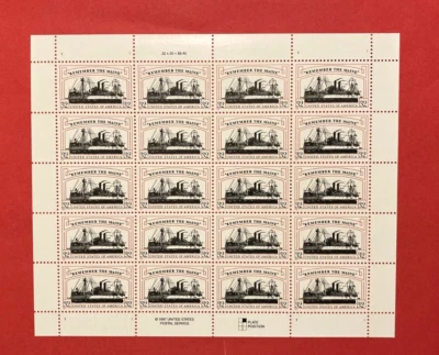 Scott # 3192 USPS REMEBER THE MAINE Sheet of (20) 32 Cent Stamps 1997-MNH - Image 1 of 2