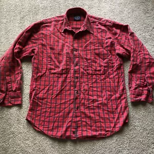 Camisa de franela Oxford vintage Gap para hombre roja carbón a cuadros manga larga Y2K 14 x 30 - Imagen 1 de 6