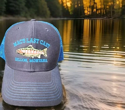 Gorra Mac's Last Cast Montana SnapBack Trucker OURAY Fish Hard-Live larga nueva sin etiquetas Foto 1 de 4