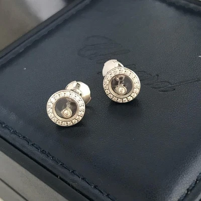 100%Auth•Chopard•Happy Diamonds Icons Earrings 18K White Gold AU750 Diamond - Bild 1 von 4