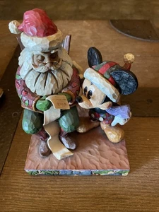 Jim Shore Disney Checking It Twice Figurine #4008063 Santa & Mickey Mouse EUC - Picture 1 of 8