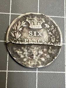 VINTAGE SILVER COIN SIX PENCE 1830s WILLIAM IV GULIELNUS MIS STRIKE FLAW ENGLAND - Picture 1 of 6