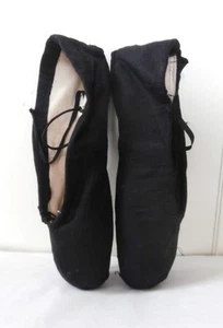 Vintage 30er Jahre (Aprx) schwarze seidenüberzogene Spitzen-Ballerinas UK 3 Aprx, Euro 36 - Bild 1 von 6