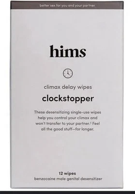NUEVO HIMS CLIMAX DELAY TOALLITAS RELOJ TOPE 12 DESENSIBILIZADOR SELLADO Foto 1 de 2