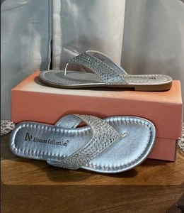 De Blossom Collection Midori Sliver Sandals 6 - Picture 1 of 8