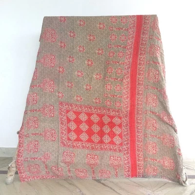 Colcha Bohemian Twin Vintage Kantha Cobertor Boho Colcha Jogue Ralli Gudri 1 Peça - Imagem 1 de 2