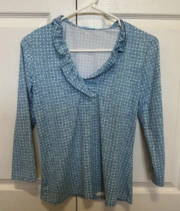 J. McLaughlin Durham Catalina Cloth Top 3/4 Sleeve Green/Multi Dulce Dot Size XS - Picture 1 of 7