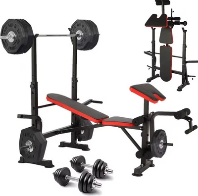 Juego de banco de pesas 6 en 1 con soporte para sentadillas 660 lb prensa inclinada ajustable gimnasio en casa Foto 1 de 4