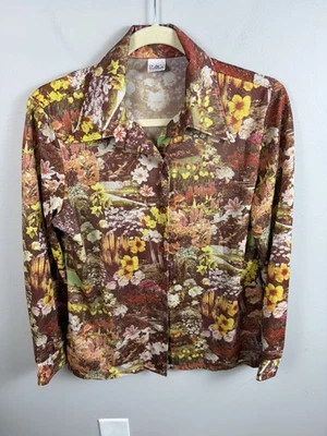Camisa De Colección Años 70 Bordin Tejidos Imagen Manga Larga Con Botones Floral Otoño Foto 1 de 4