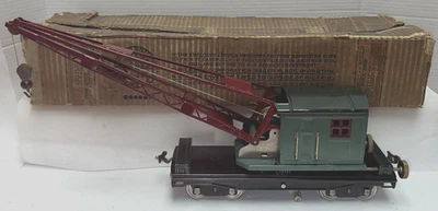 LIONEL PREWAR STANDARD GAUGE 219 GREEN CRANE CAR 1926-40  INOB - Image 1 of 4