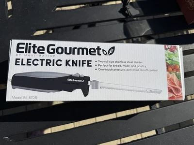CUCHILLO ELÉCTRICO ELITE GOURMET - CUCHILLAS DENTADAS DE ACERO INOXIDABLE - MODELO EK-570B Foto 1 de 2