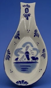 Delfter blaue handbemalte Löffelablage mit Windmühle #010130 - Bild 1 von 4