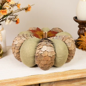 Northlight 10-Inch Green and Brown Autumn Harvest Tabletop Pumpkin - Picture 1 of 8