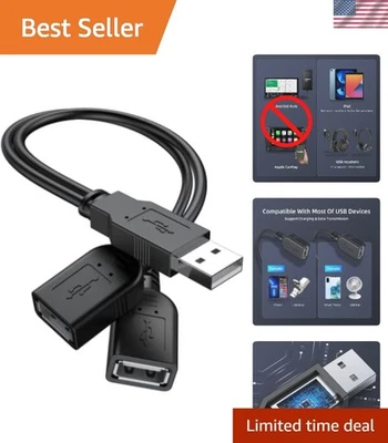 Divisor USB Y Plug-and-Play: 30 cm macho a 2 hembra para dispositivos y carga Foto 1 de 4