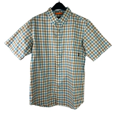 Camisa con botones Walls para hombre manga corta a cuadros azul naranja talla L grande Foto 1 de 4