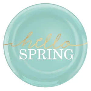 Hello Spring Blue Pastel Easter Holiday Theme Party 7.5" Plastic Dessert Plates - Picture 1 of 1