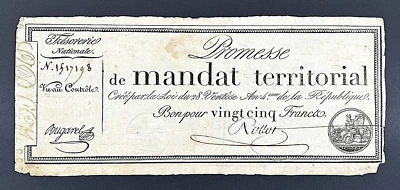 (1796) Revolutionary France - 25 Francs Promesse de Mandat Territorial, A83a. - Image 1 of 2